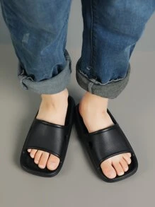 Boys Minimalist Cut Out Slides - Black - View 1