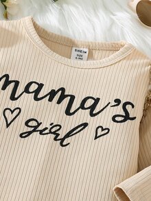 Baby Letter Graphic Ruffle Trim Tee & Plaid Pleated Skirt - Multicolor - View 4