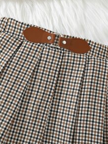 Baby Letter Graphic Ruffle Trim Tee & Plaid Pleated Skirt - Multicolor - View 6