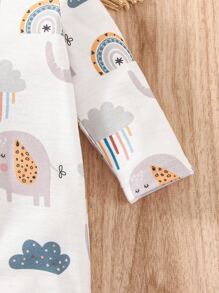 Bộ đồ liền thân họa tiết voi và mây thường ngày cho bé trai - trắng - Xem 4
