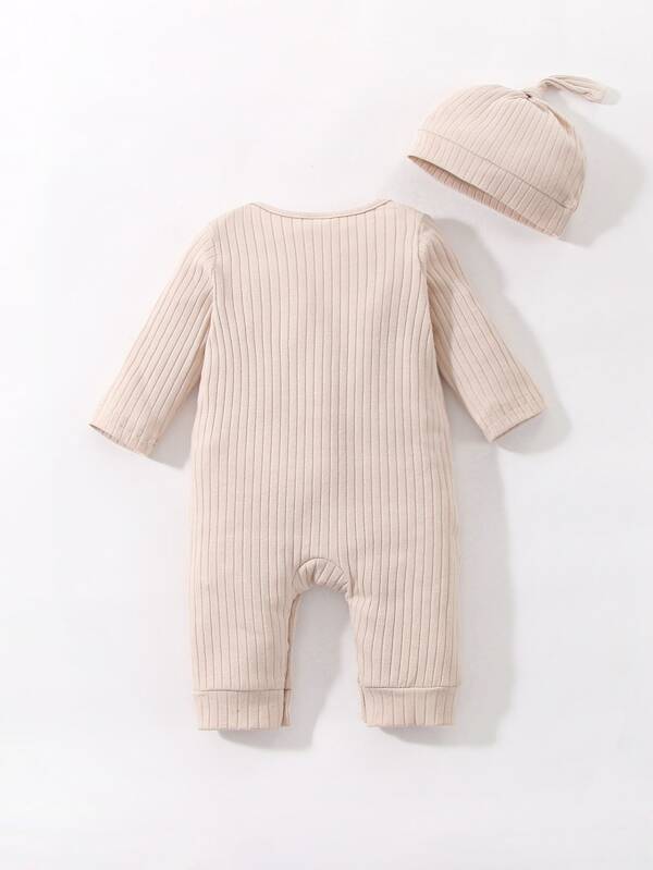 Newborn Baby Ribbed Knit Jumpsuit SHEIN USA