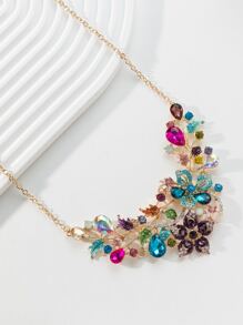 Rhinestone Flower Decor Necklace | SHEIN USA