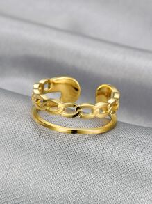 MONALLY 1 件不锈钢可调节链条指环，女士珠宝配饰礼物，正式场合 - 金黃色 - 查看 3