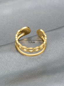 MONALLY 1 件不锈钢可调节链条指环，女士珠宝配饰礼物，正式场合 - 金黃色 - 查看 4