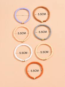 7pcs Bohemian Style Fashionable Random Soft Ceramic Heart Beaded Bracelet Set - Multicolor - View 4
