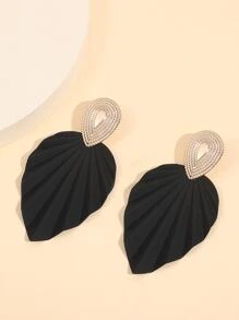 Pendientes con diseño de hoja - Negro - Ver 2