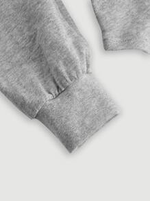 SHEIN MOD 2 In 1 Cut Out Hanky Hem Crop Sweatshirt - Grey - View 4