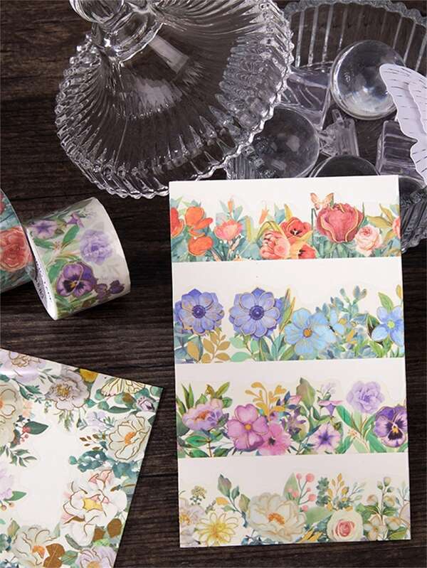 ８ロール 花パターン ランダム 和紙テープ