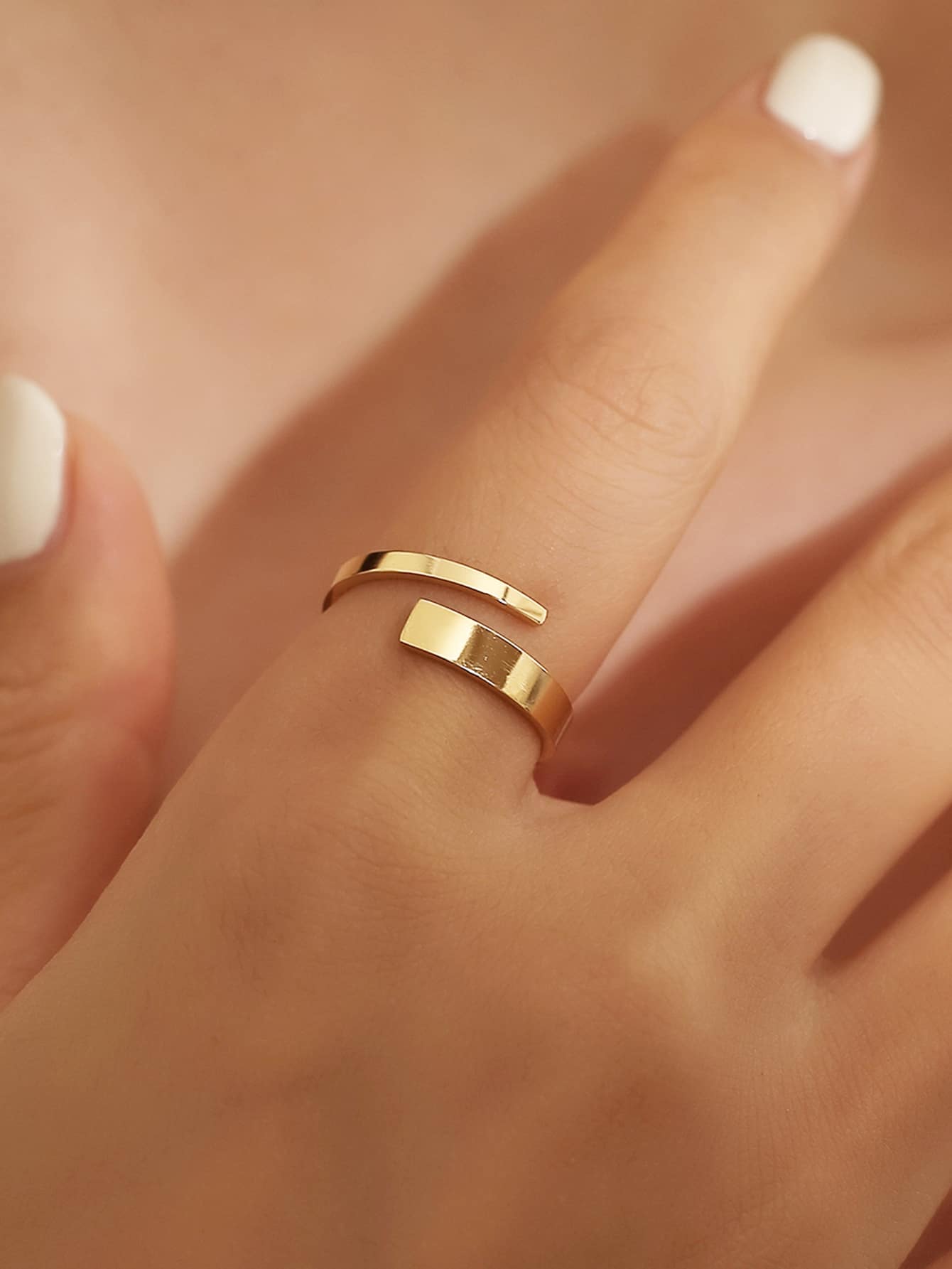 MONALLY 1 件 18K 镀金不锈钢可调节开口戒指,女士珠宝生日礼物,适合日常佩戴 - 金黃色 - 查看 1