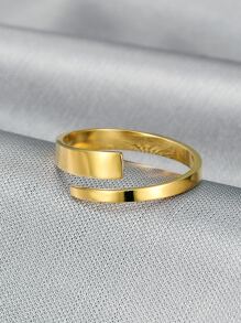 MONALLY 1 件 18K 镀金不锈钢可调节开口戒指，女士珠宝生日礼物，适合日常佩戴 - 金黃色 - 查看 2