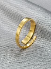 MONALLY 1 件 18K 镀金不锈钢可调节开口戒指，女士珠宝生日礼物，适合日常佩戴 - 金黃色 - 查看 3