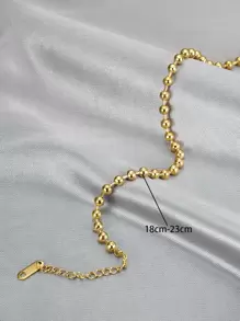 MONALLY Vòng tay dây bi tối giản mạ vàng 18K, 1 chiếc, dành cho nữ, chất liệu thép không gỉ, quà tặng bạn thân, phụ kiện trang trí hàng ngày. - Vàng - Xem 4