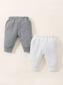 Newborn Baby 2pcs Waffle Knit Trousers - Multicolor - View 1
