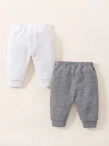 Newborn Baby 2pcs Waffle Knit Trousers - Multicolor - View 2