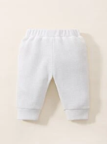 Newborn Baby 2pcs Waffle Knit Trousers - Multicolor - View 4
