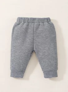 Newborn Baby 2pcs Waffle Knit Trousers - Multicolor - View 5