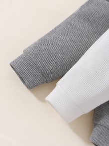 Newborn Baby 2pcs Waffle Knit Trousers - Multicolor - View 6
