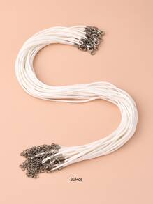 30入組打蠟仿皮燈芯絨項鍊製作帶鉑金鋅合金龍蝦爪扣和延長器鏈條白色繩索DIY項鍊配件