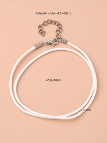 30入組打蠟仿皮燈芯絨項鍊製作帶鉑金鋅合金龍蝦爪扣和延長器鏈條白色繩索DIY項鍊配件