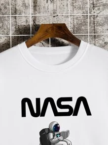 Manfinity Dauomo Áo nỉ Nam Lá thư Giải trí - trắng - Xem 5