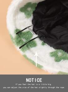 1件女士綠色毛絨花卉裝飾漏斗帽，適用於秋冬季節日常穿搭 - 綠色 - 查看 3