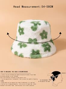 1件女士綠色毛絨花卉裝飾漏斗帽，適用於秋冬季節日常穿搭 - 綠色 - 查看 4
