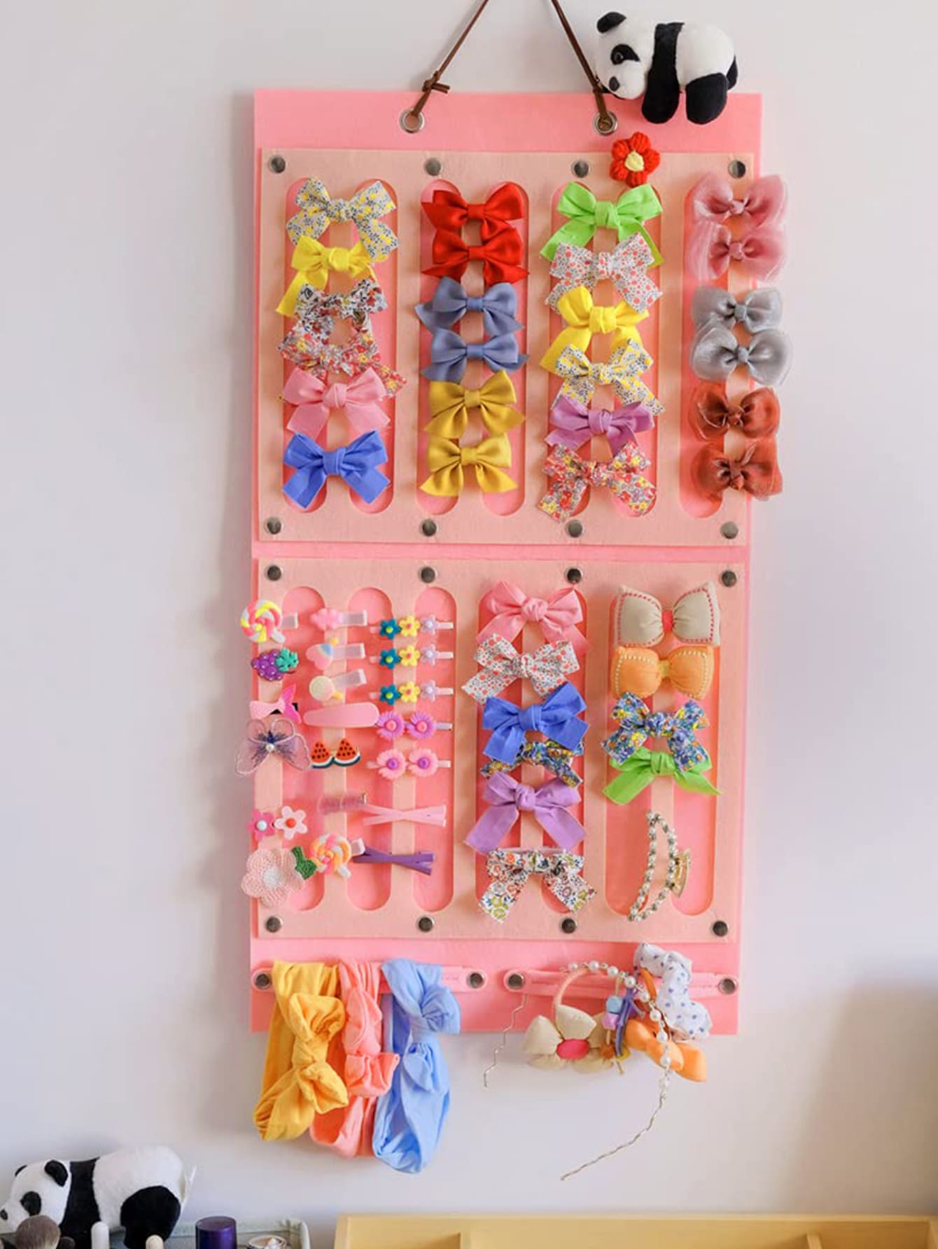 1pc Headwear Wall Hanging Storage Bag - Pink - View 1