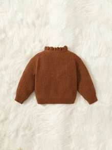 SHEIN Baby Frilled Neck Jumper - Rust Brown - View 2