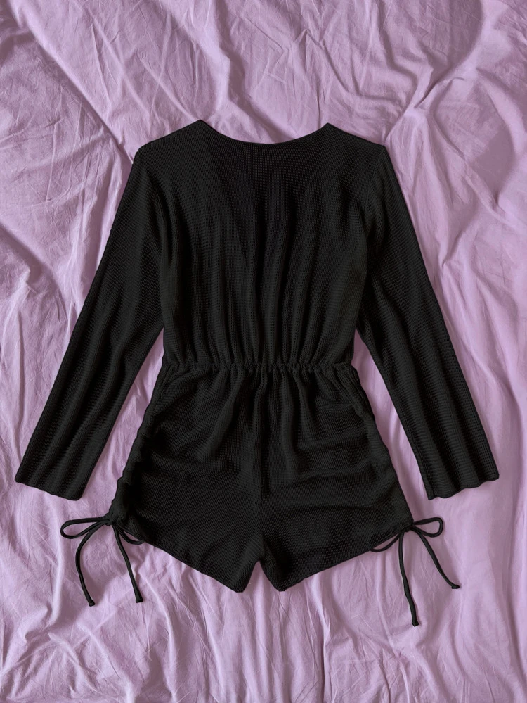 Summer Beach Hollow Out Drawstring Side Cover Up