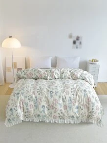 Funda de edredón sin relleno con estampado floral ribete con fruncido - Multicolor - Ver 3