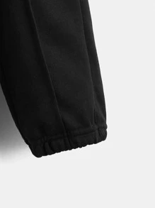 SHEIN Young Boy Letter Pattern Drawstring Closure Elastic Cuff Casual Comfortable Joggers - Black - View 3
