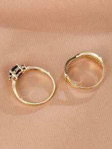 2 Miếng Nhẫn Khối Zirconia  Trang trí - Màu xanh hải quân - Xem 3