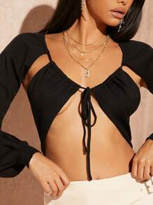 SHEIN BAE Maglione corto scavato nodo frontale