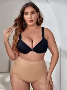 Plus Honeycomb Textured Shapewear Panty - Apricot - View 5