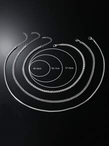 Fashionable and Popular 3pcs Men Minimalist Chain Necklace Copper Punk Hip Pop Style for Jewelry Gift and for a Stylish Look - Silver - View 3