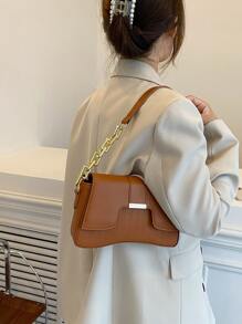 Túi đeo nách màu trơn dành cho nữ, túi đeo nách, túi vuông, túi đeo chéo, ba lô chức năng phong cách đại học, túi đeo vai đi làm tối giản, túi tote đa năng thời trang tối giản mới có sức chứa lớn, túi tote cao cấp có sức chứa lớn họa tiết da cá sấu màu trơn - màu nâu - Xem 8