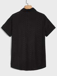 GENTILAND Hombres Camisa con abertura con botón delantero - Negro - Ver 2