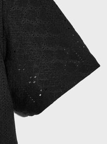 GENTILAND Hombres Camisa con abertura con botón delantero - Negro - Ver 4