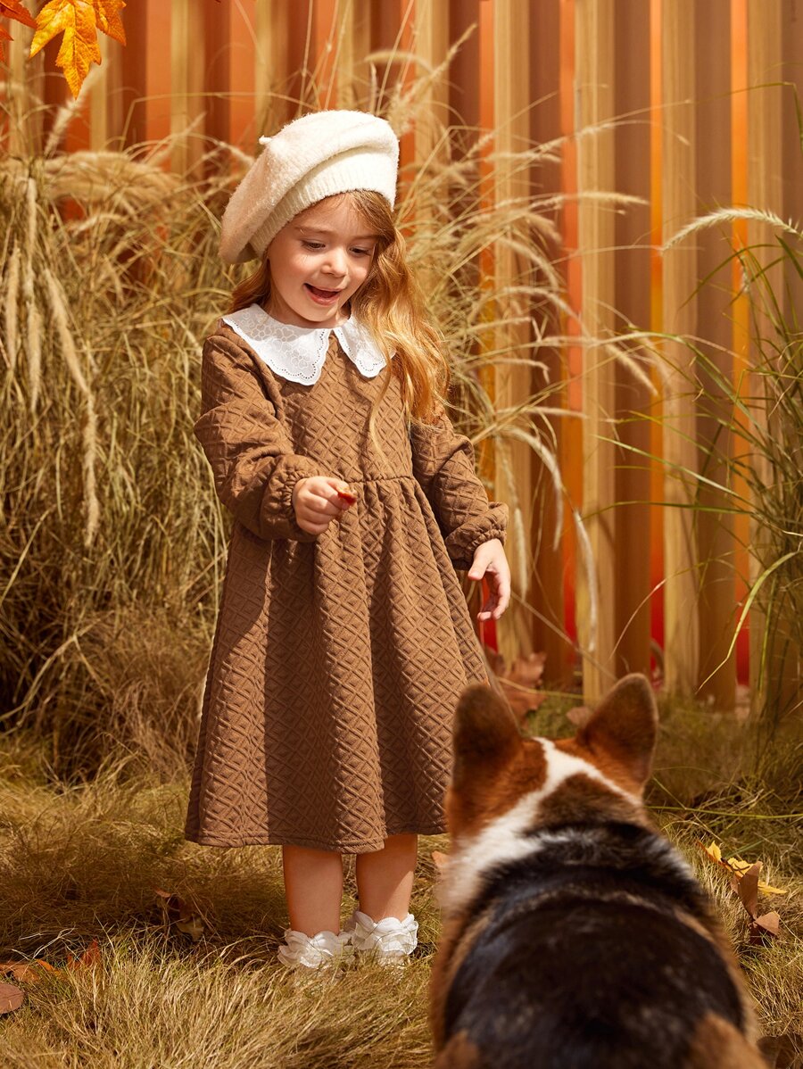 SHEIN 小女童彼得潘領燈籠袖洋裝