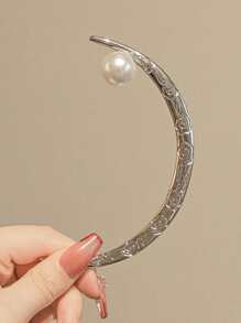 Faux Pearl Decor Moon Design Hair Pin - Nhiều màu - Xem 2