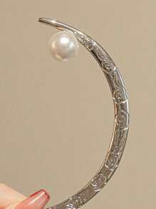 Faux Pearl Decor Moon Design Hair Pin - Nhiều màu - Xem 3
