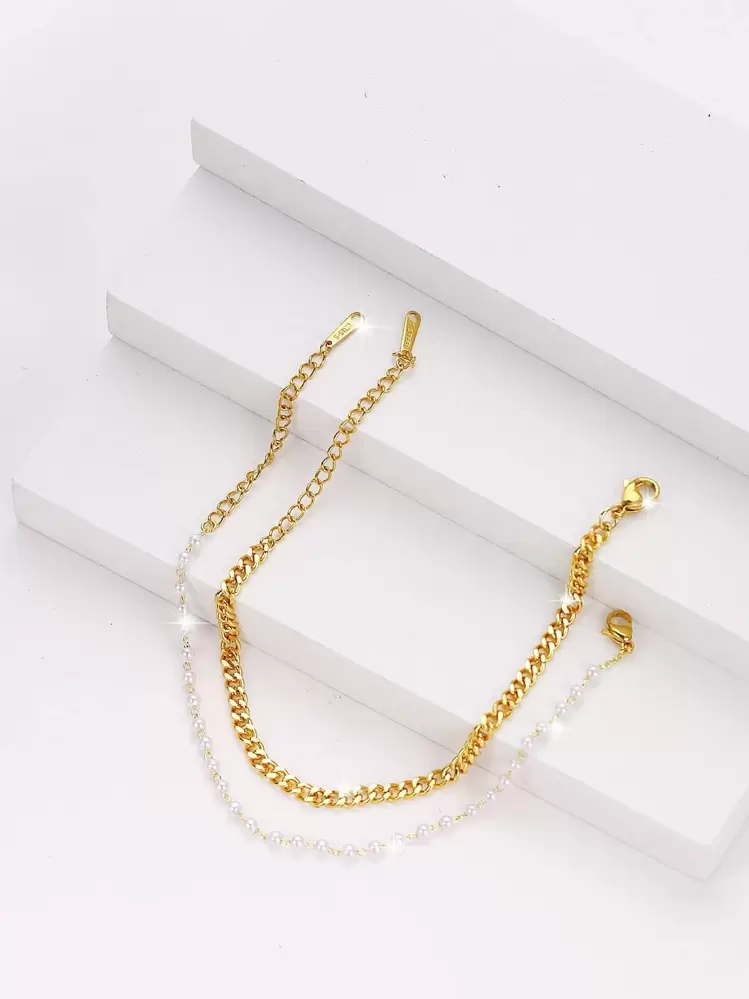 2pcs Faux Pearl Decor Bracelet - Multicolor - View 1