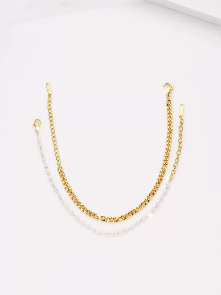 2pcs Faux Pearl Decor Bracelet - Multicolor - View 2