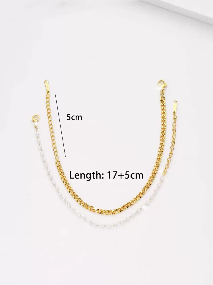 2pcs Faux Pearl Decor Bracelet - Multicolor - View 3