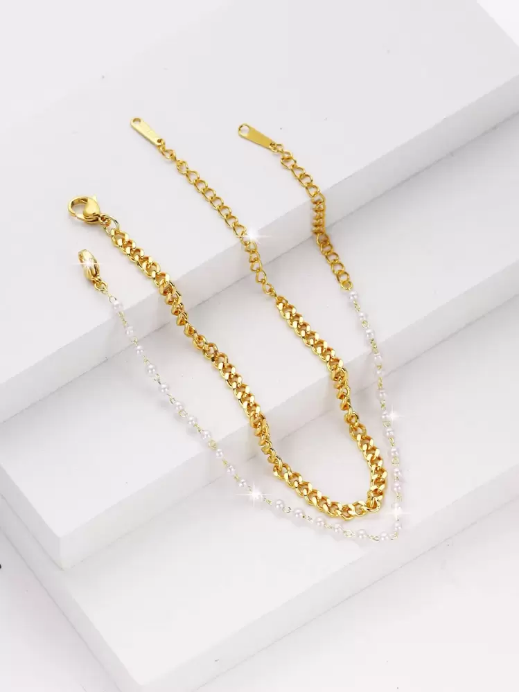 2pcs Faux Pearl Decor Bracelet - Multicolor - View 4
