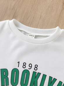 SHEIN 女孩字母圖案套頭衫和運動褲 - 彩色 - 查看 8