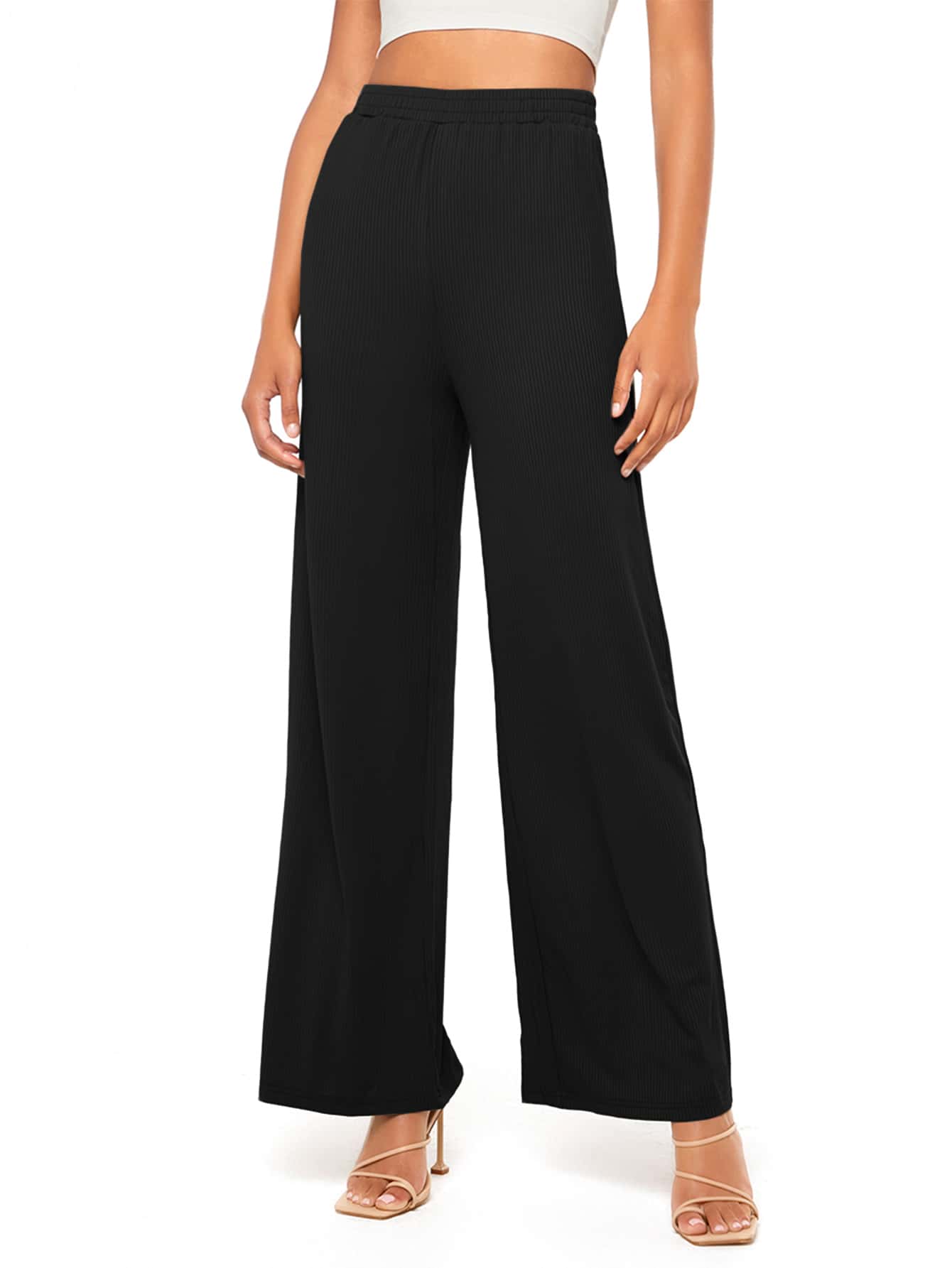 SHEIN LUNE Quần nữ màu trơn Giải trí - màu đen - Xem 1