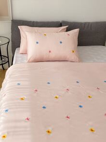 Floral Embroidery Duvet Cover Set Without Filler - Pink - View 3