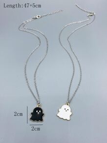 2入組情侶鬼吊墜項鍊 - 彩色 - 查看 3