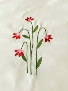 Floral Embroidery Duvet Cover Set Without Filler - Beige - View 2